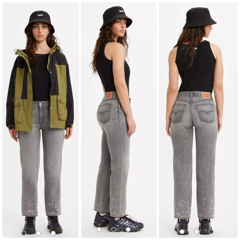 Levi’s Low Pro Grey Denim Jeans Womens 28 Straight Leg Mid Rise - NWT